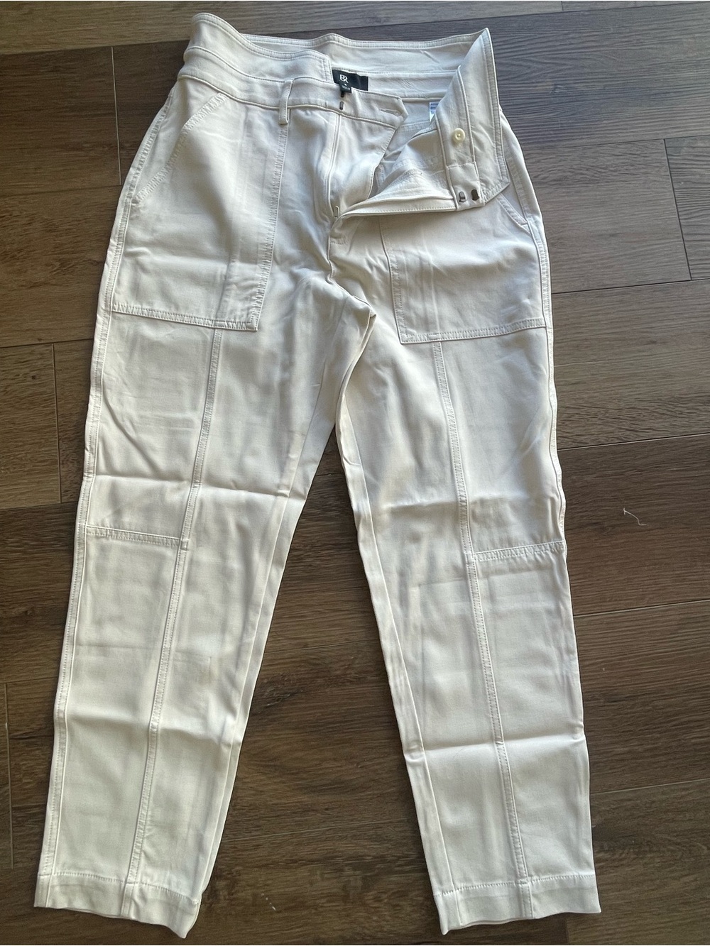 Banana Republic Cream/White High-Rise Straight-Leg Pants